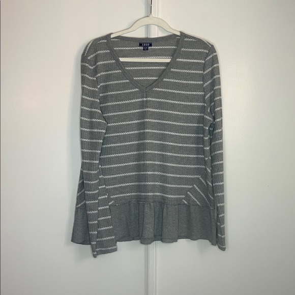 Izod Striped Ruffle Top - Picture 2 of 6